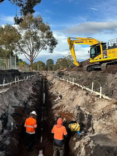 Deep drainage pipe installation in Henley Brook